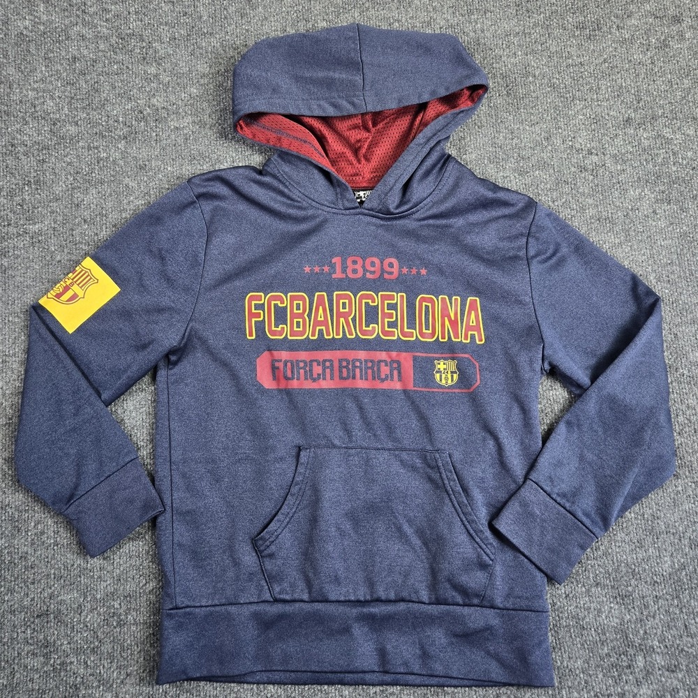 FC Barcelona Hoodie Youth Medium Blue La Liga Soccer FCB EXCELLENT